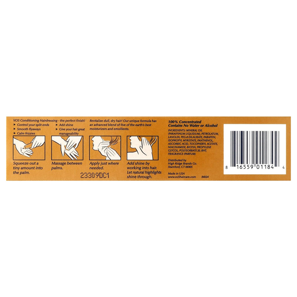 Alberto VO5 Conditioning Hairdressing adds shine and helps color appear vibrant.