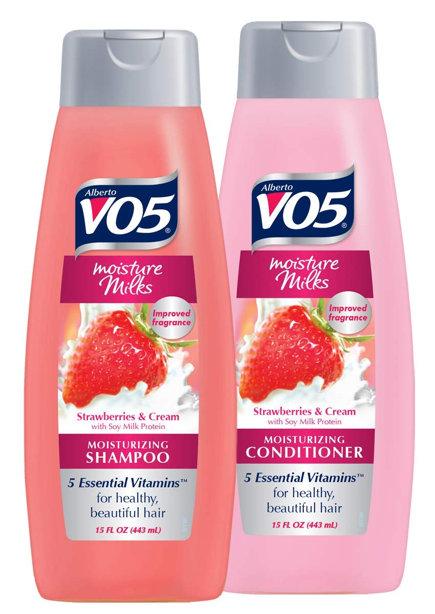 ALBERTO VO5 Moisture Milks Strawberries & Cream, champú para hidratación diaria.