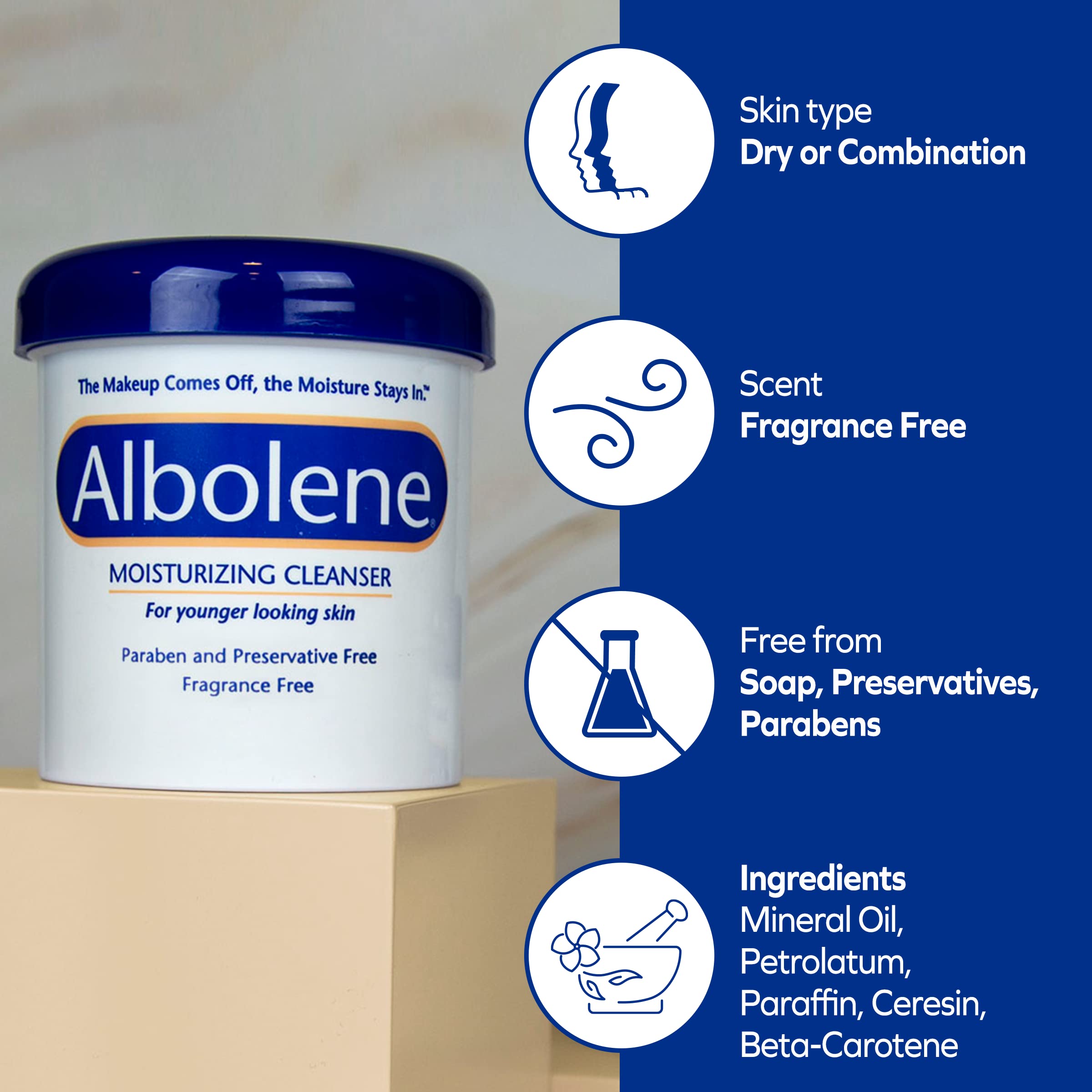 Albolene 2-pack packaging shown for convenient at-home use.