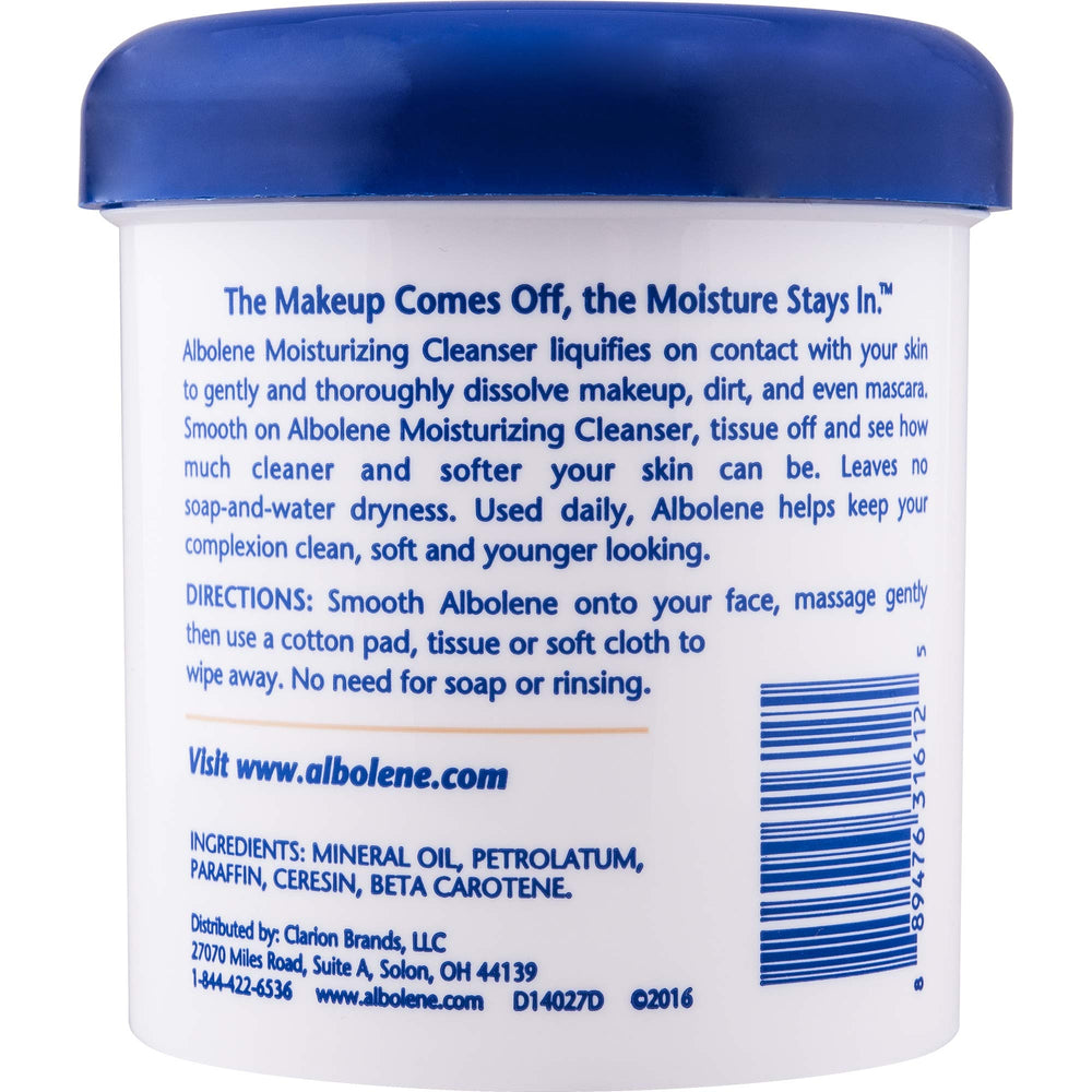 Albolene balm application highlights hydration and soft skin.