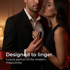 Alcemiste Rouge luxury packaging scene signals refined masculine fragrance.