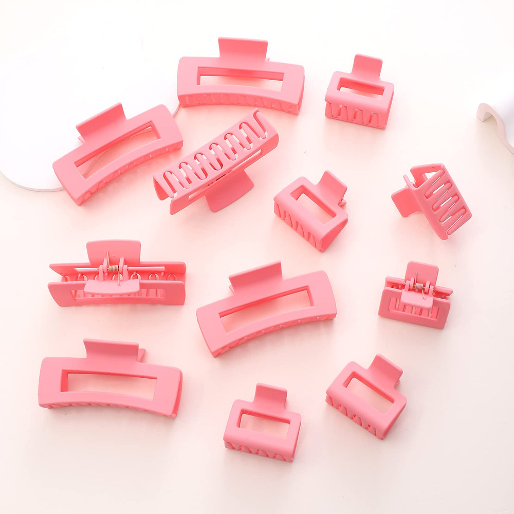 Alemaky clip rectangular rosa grande, sujeción estable para mechones gruesos.