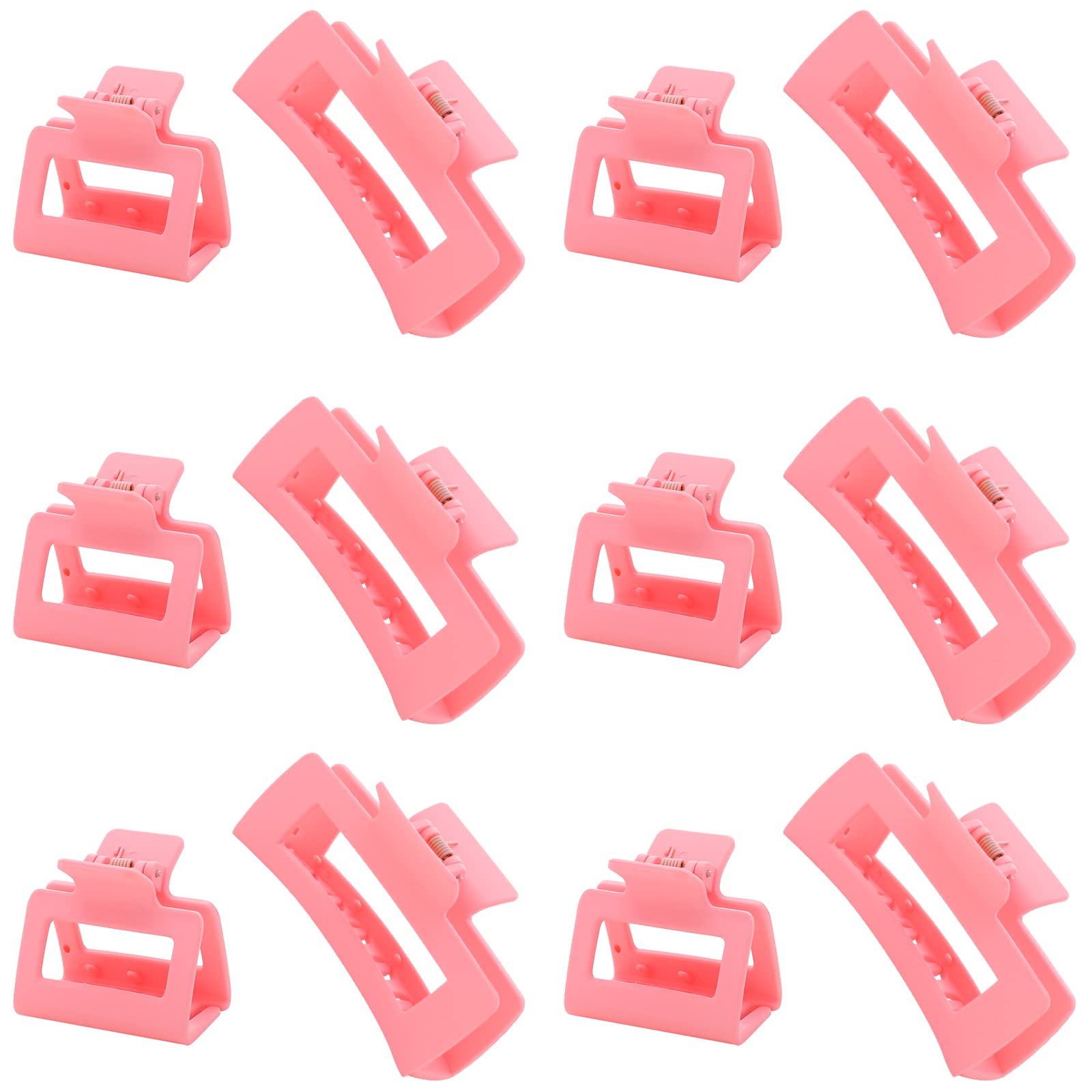 Alemaky clip rectangular rosa grande, acabado mate antideslizante para cabello grueso.