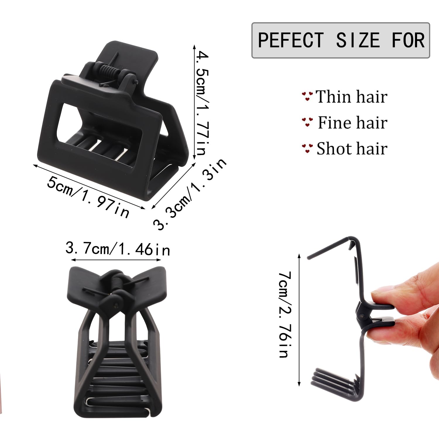 Alemaky square hair clip with matte coating for gentle hold