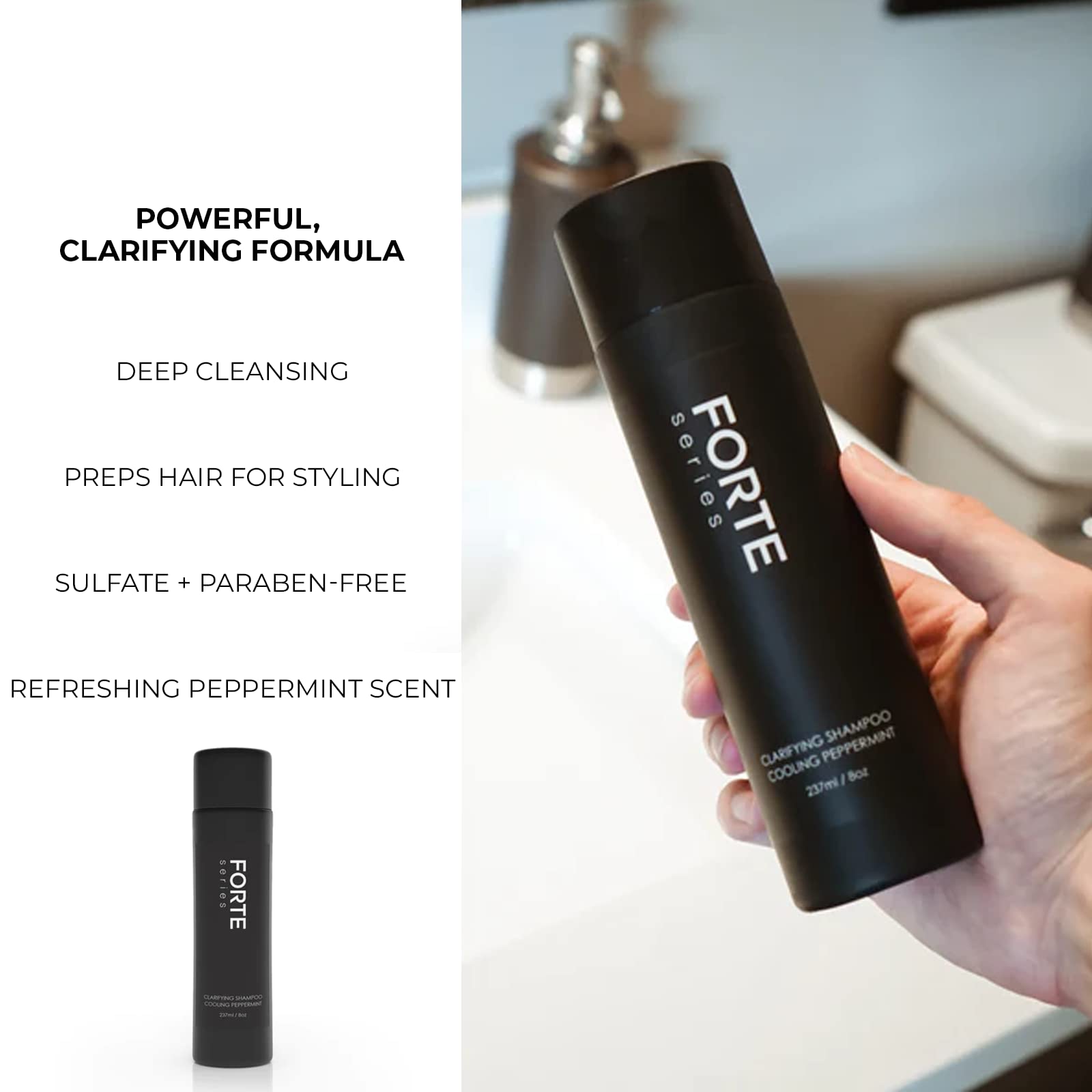 Prepara el cabello para peinado tras aplicar Alex Costa Forte Series Champú Clarificante