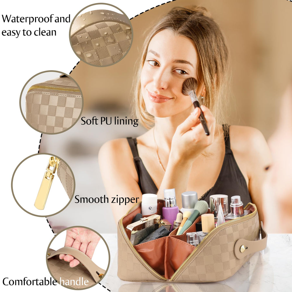 ALEXTINA dual-compartment design keeps cosmetics neatly separated and accessible