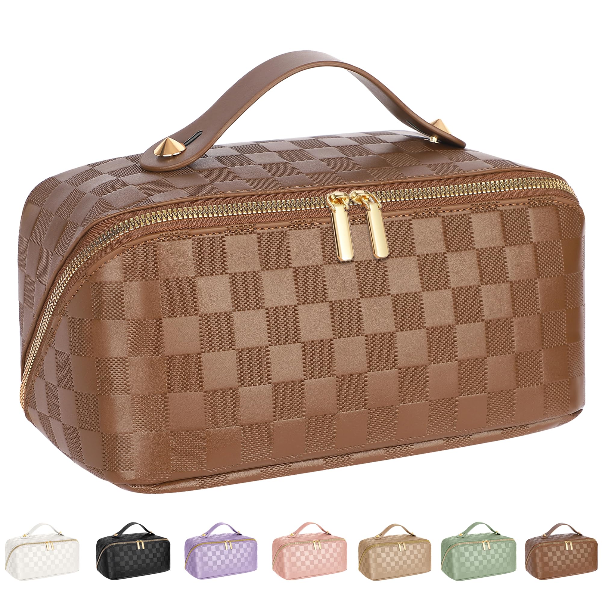 ALEXTINA travel cosmetic bag closed, compact and durable for organized trips.