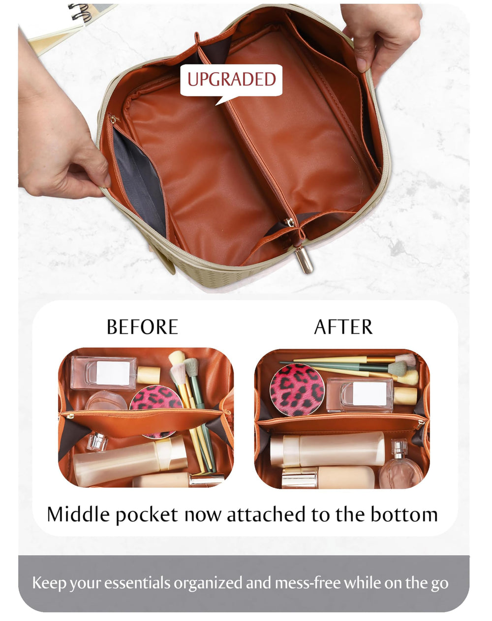 ALEXTINA waterproof PU leather keeps contents protected during travel