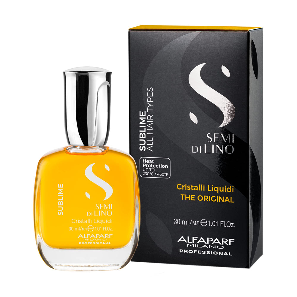 Alfaparf Milano Cristalli Liquidi applied on hair for lightweight shine