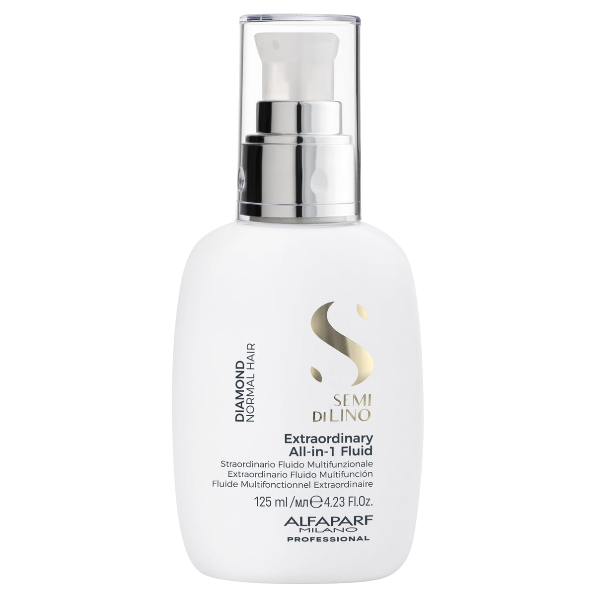 ALFAPARF Milano Semi di Lino Diamond leave-in bottle for instant shine and sleek texture.
