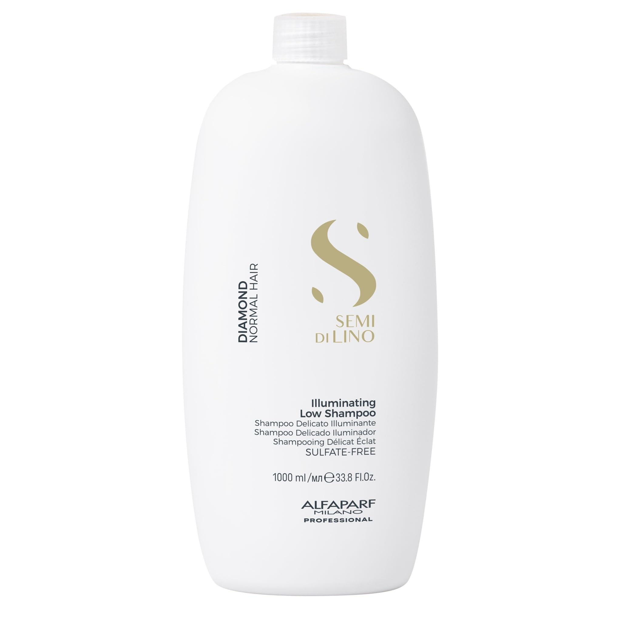 ALFAPARF Milano Semi di Lino Diamond shampoo bottle with premium color-safe shine.