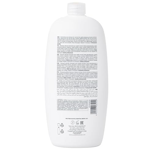 ALFAPARF Milano Semi di Lino Diamond shampoo being poured for cleansing.