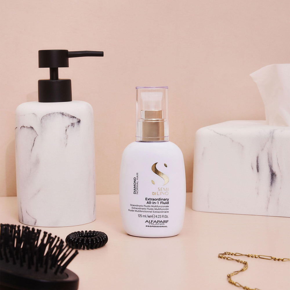 ALFAPARF Milano Semi di Lino Diamond offers UV and color protection for hair.