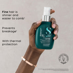 Shiny finish preview from Alfaparf Milano reconstruction daily fluid for anti frizz results