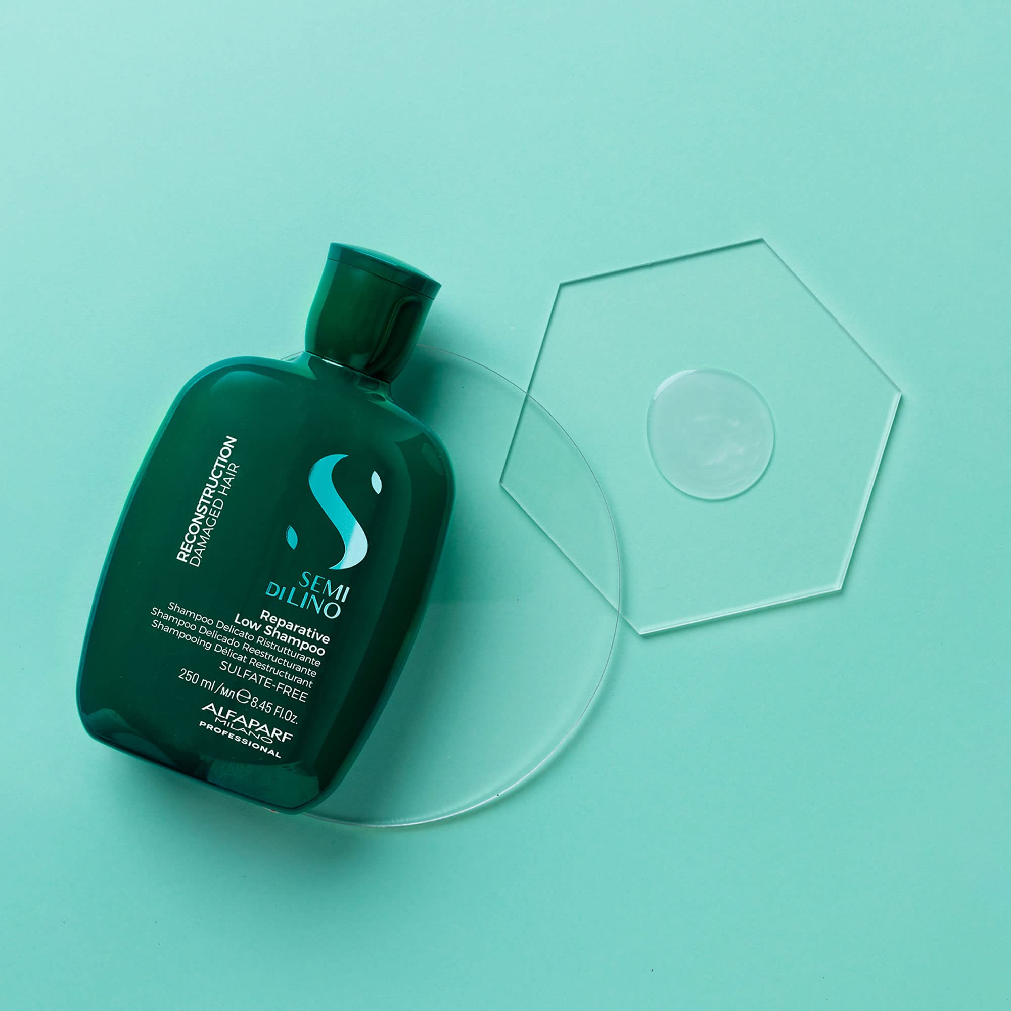 Alfaparf Milano Shine Fix Complex icon on bottle highlighting shine