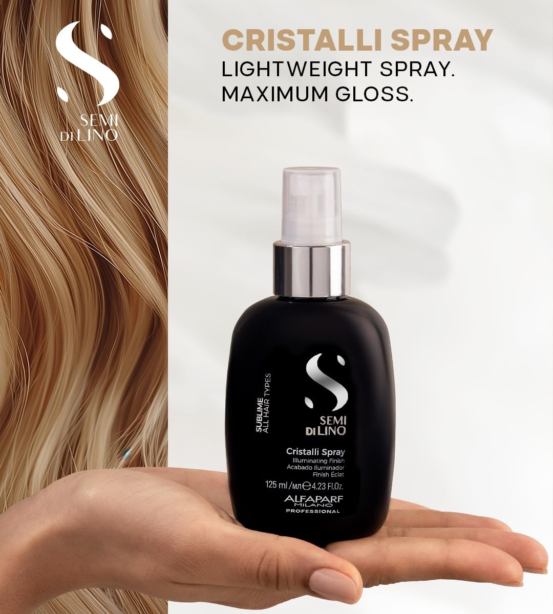 ALFAPARF MILANO Cristalli applied before blow-drying speeds drying and adds radiance