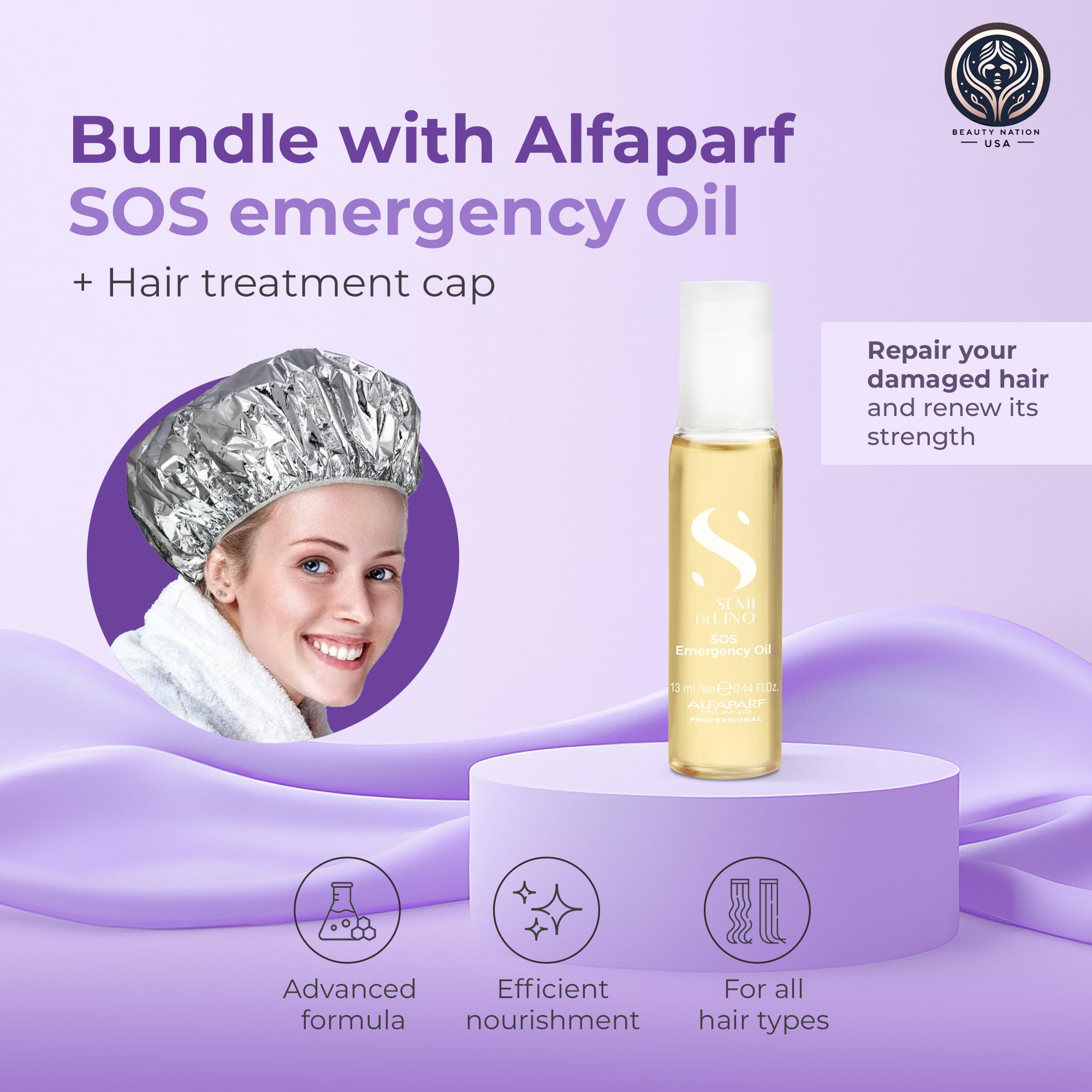 Alfaparf SOS Reconstruction oil cap included for enhanced treatment.