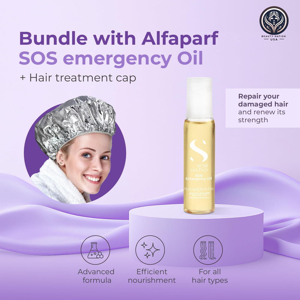 Alfaparf SOS Reconstruction oil cap included for enhanced treatment.