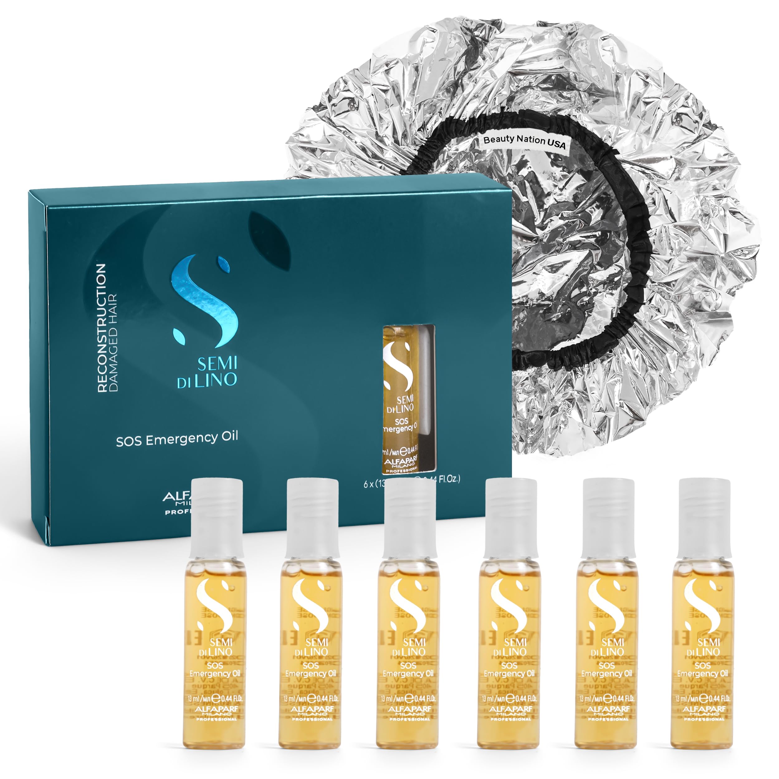 Alfaparf SOS Reconstruction oil six-pack vials ready for targeted repair.
