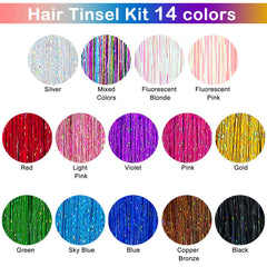 ALFIE DARLING Hair Tinsel Closeup Strands highlight glossy polyester shimmer.
