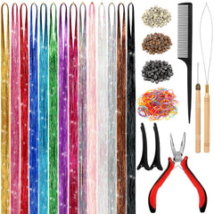 ALFIE DARLING Hair Tinsel Kit 48in packaging for quick setup and full contents.