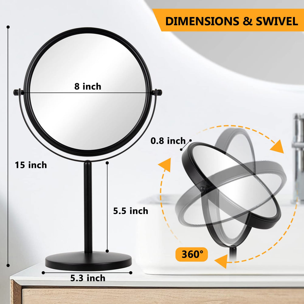 Dual-sided ALHAKIN mirror for full-face check and close-up work