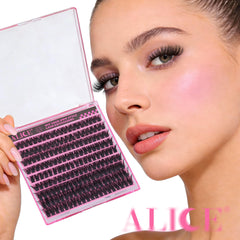 ALICE 10-14mm lash clusters closeup showing varied lengths for dramatic or natural styles.