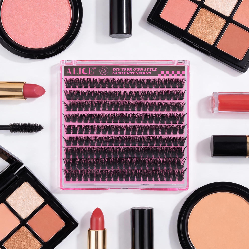 ALICE 100% vegan lashes showcase cruelty-free kit visuals.