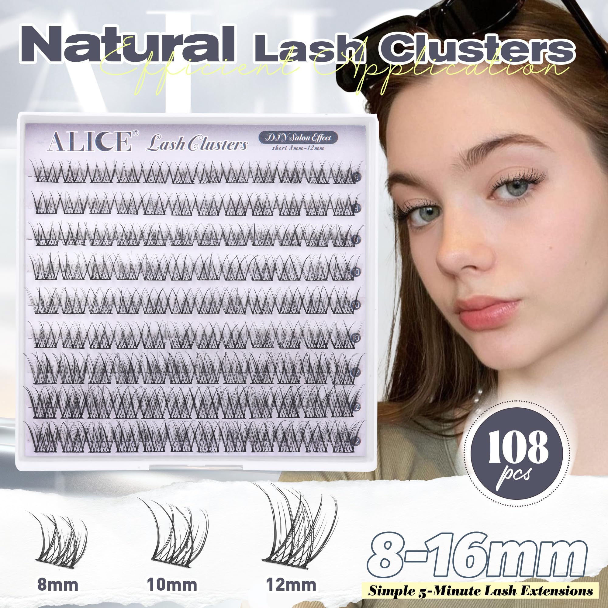 ALICE DIY lash clusters with soft, thin-band for easy, beginner-friendly application.