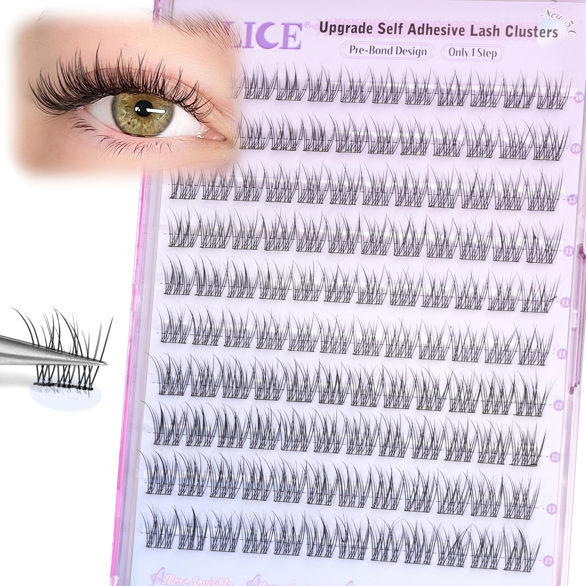 Close-up of easy press-on application without glue mess.