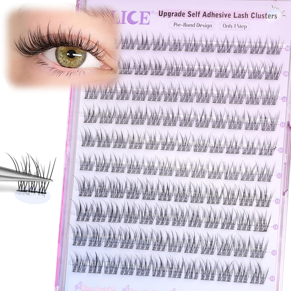 Close-up of easy press-on application without glue mess.