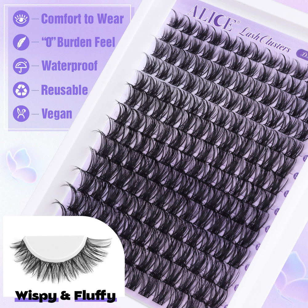 ALICE Lash Clusters 10-18mm range demonstrates versatile lengths for natural to dramatic looks.
