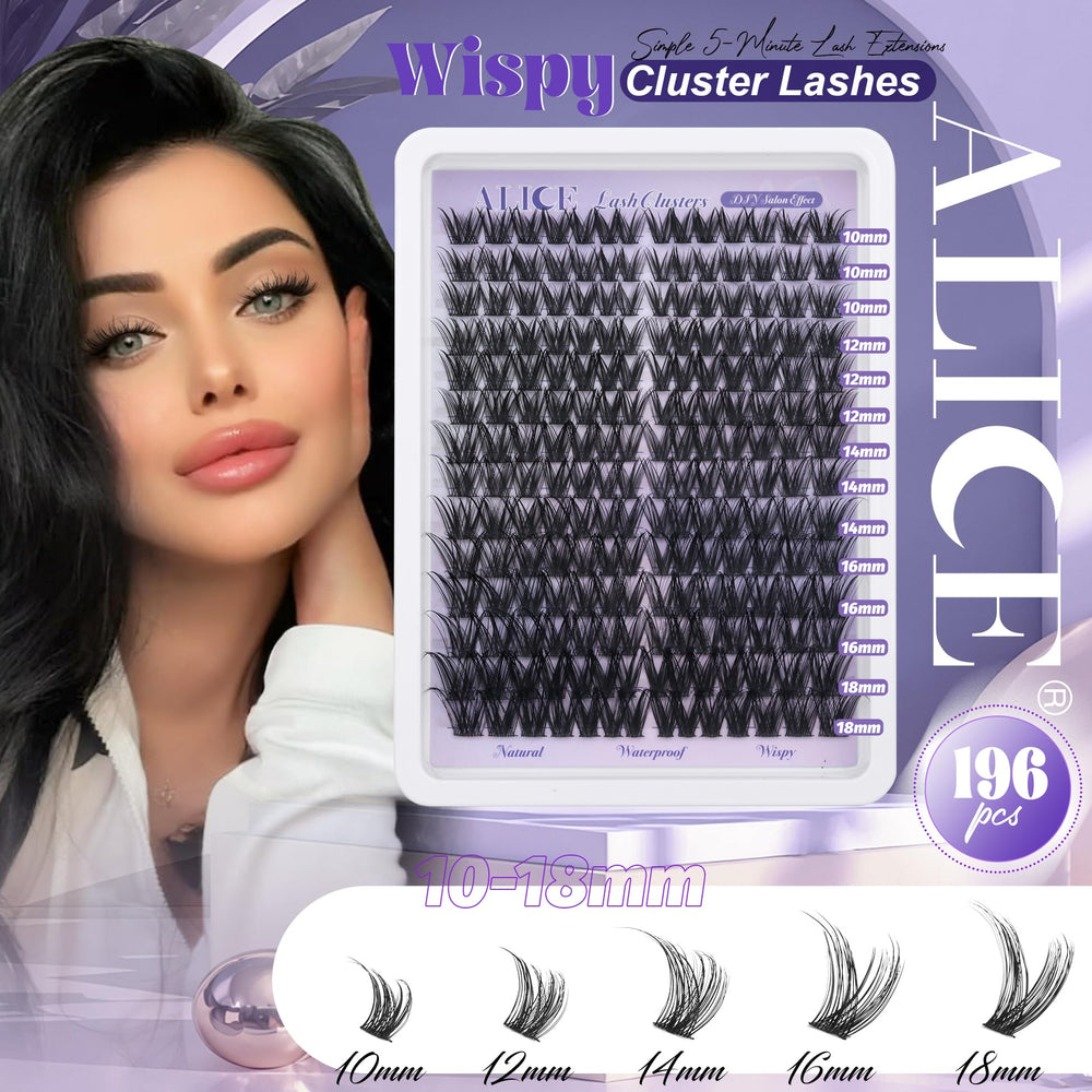 ALICE Lash Clusters with 10-18mm lengths for versatile eye shaping