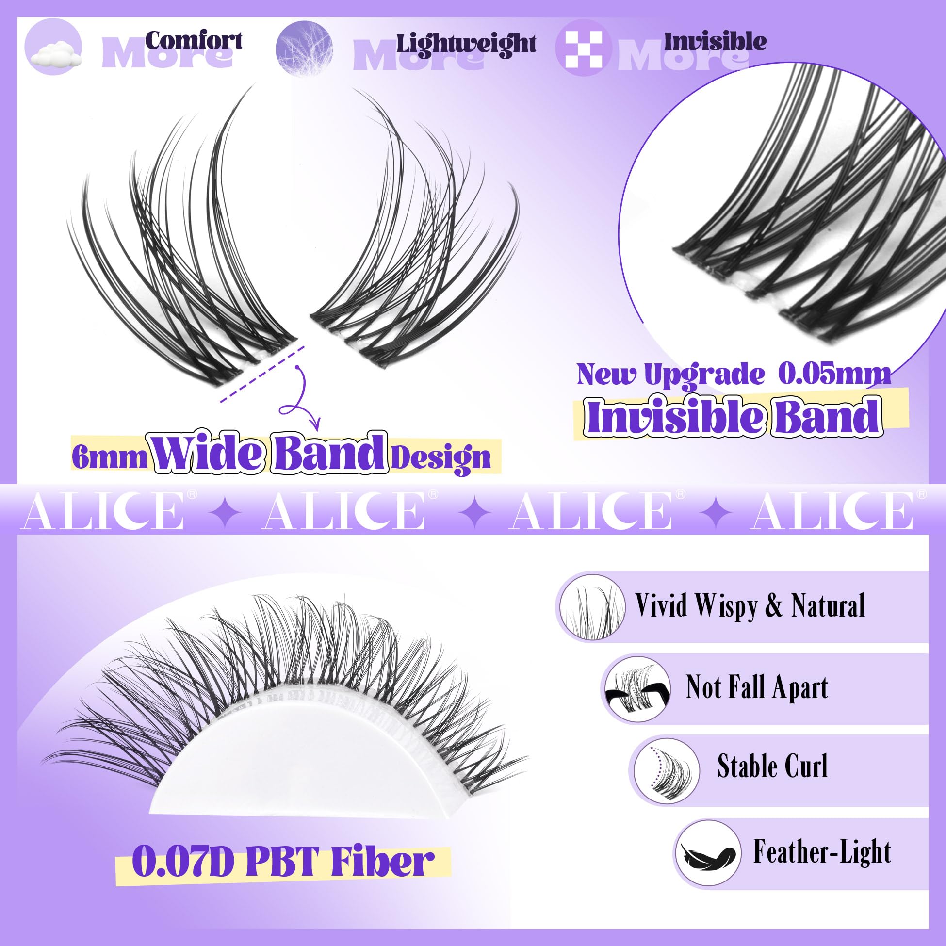 ALICE natural lash clusters are easy to apply at home.