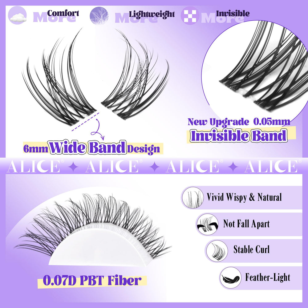 ALICE natural lash clusters are easy to apply at home.