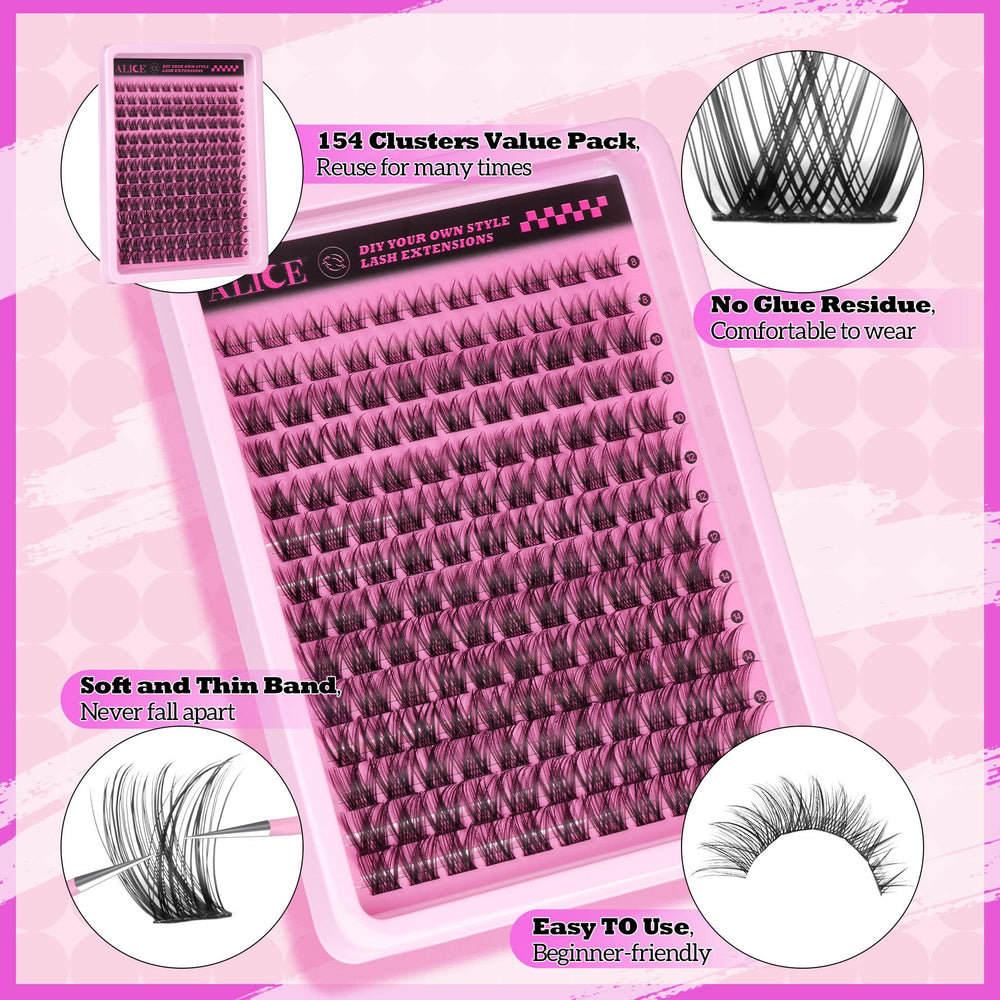 ALICE lash-clusters deliver a flawless finish with quick, precise at-home application.