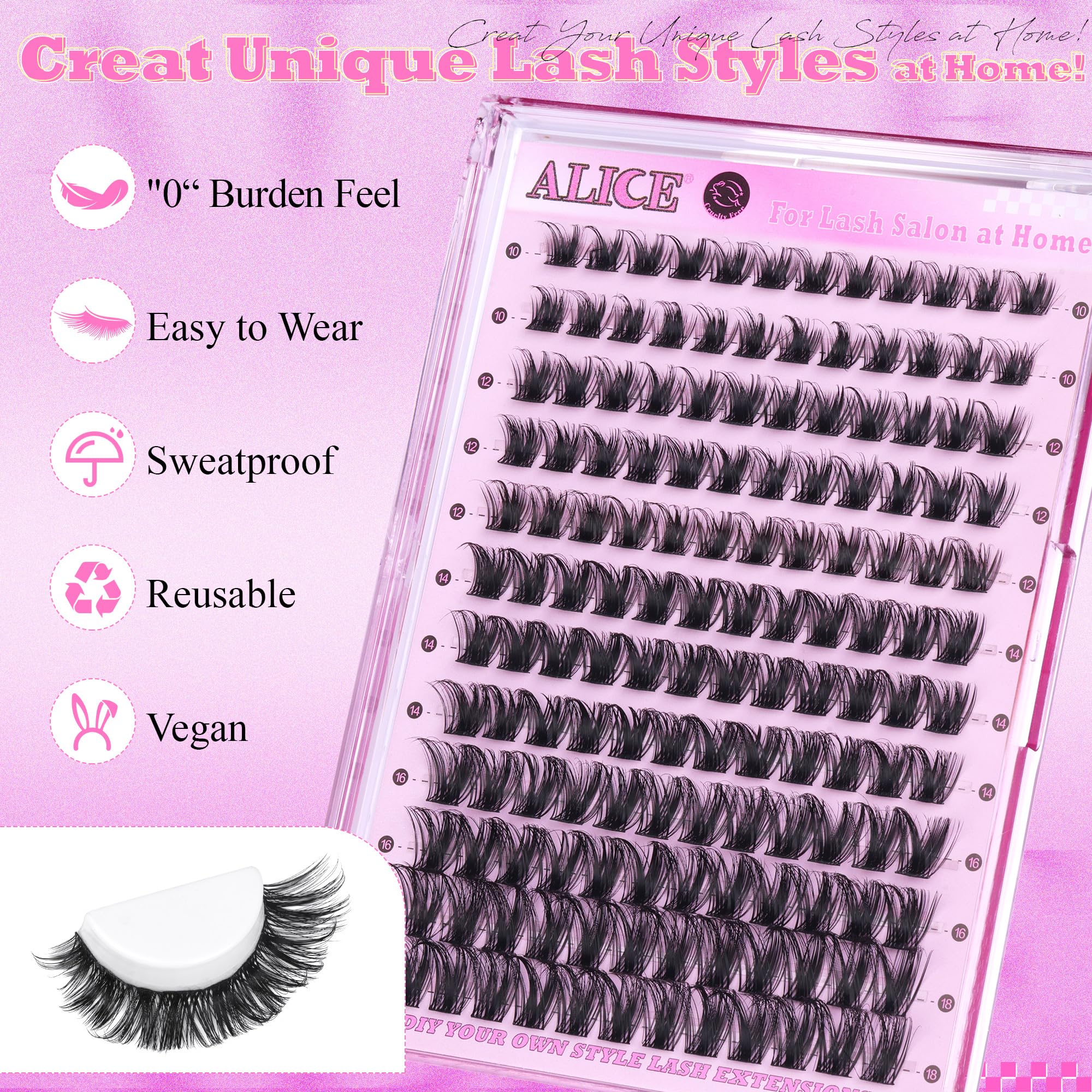 ALICE Lash Clusters in mixed lengths creating a soft gradient look
