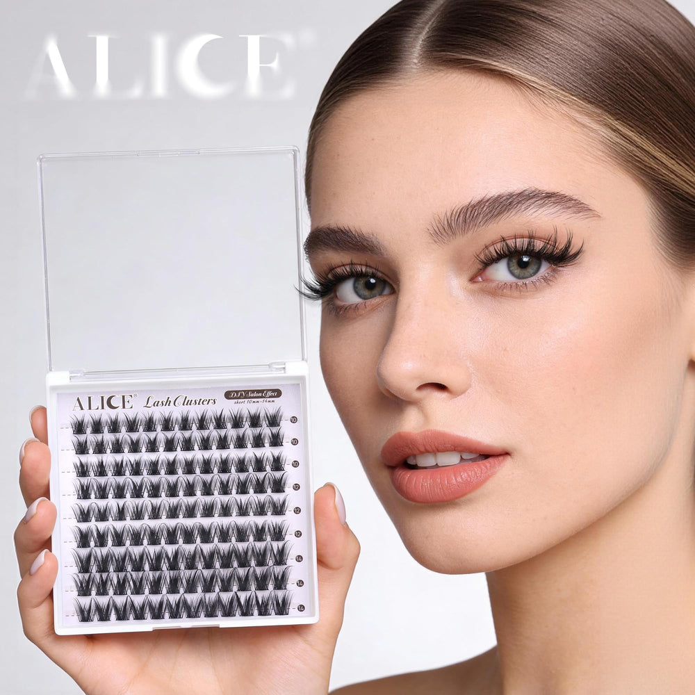 Natural look achieved with ALICE lash clusters blending with lashes
