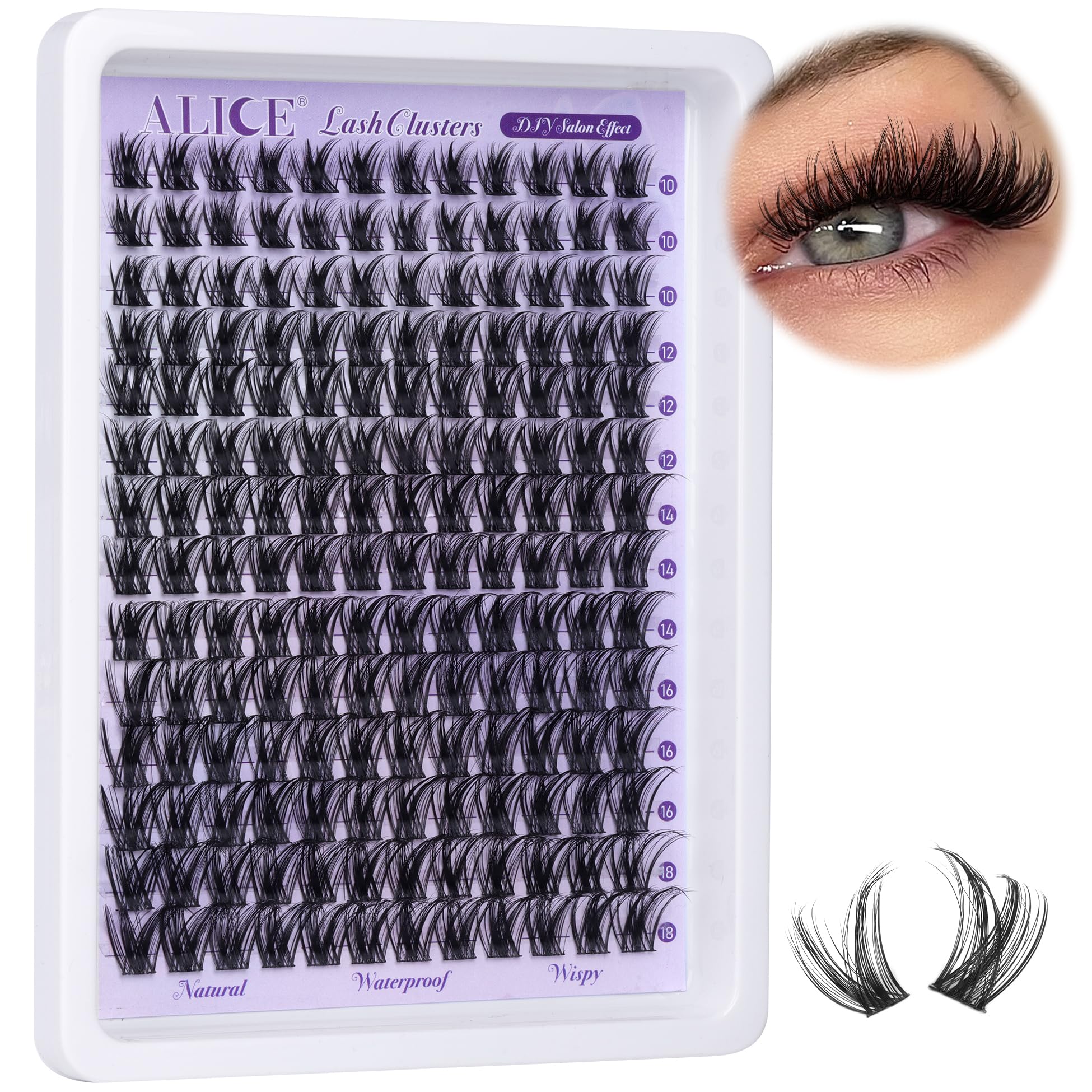 Alice Lash Clusters wispy-band enables even application along the lash line.