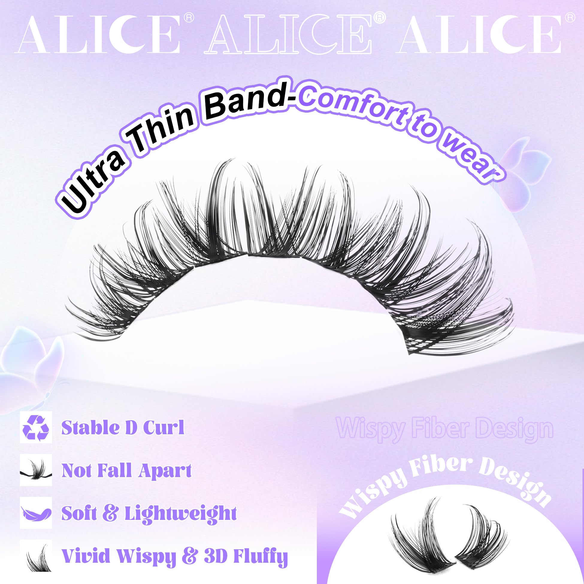 ALICE Lash Clusters Thin Band Design prioritizing gentle application
