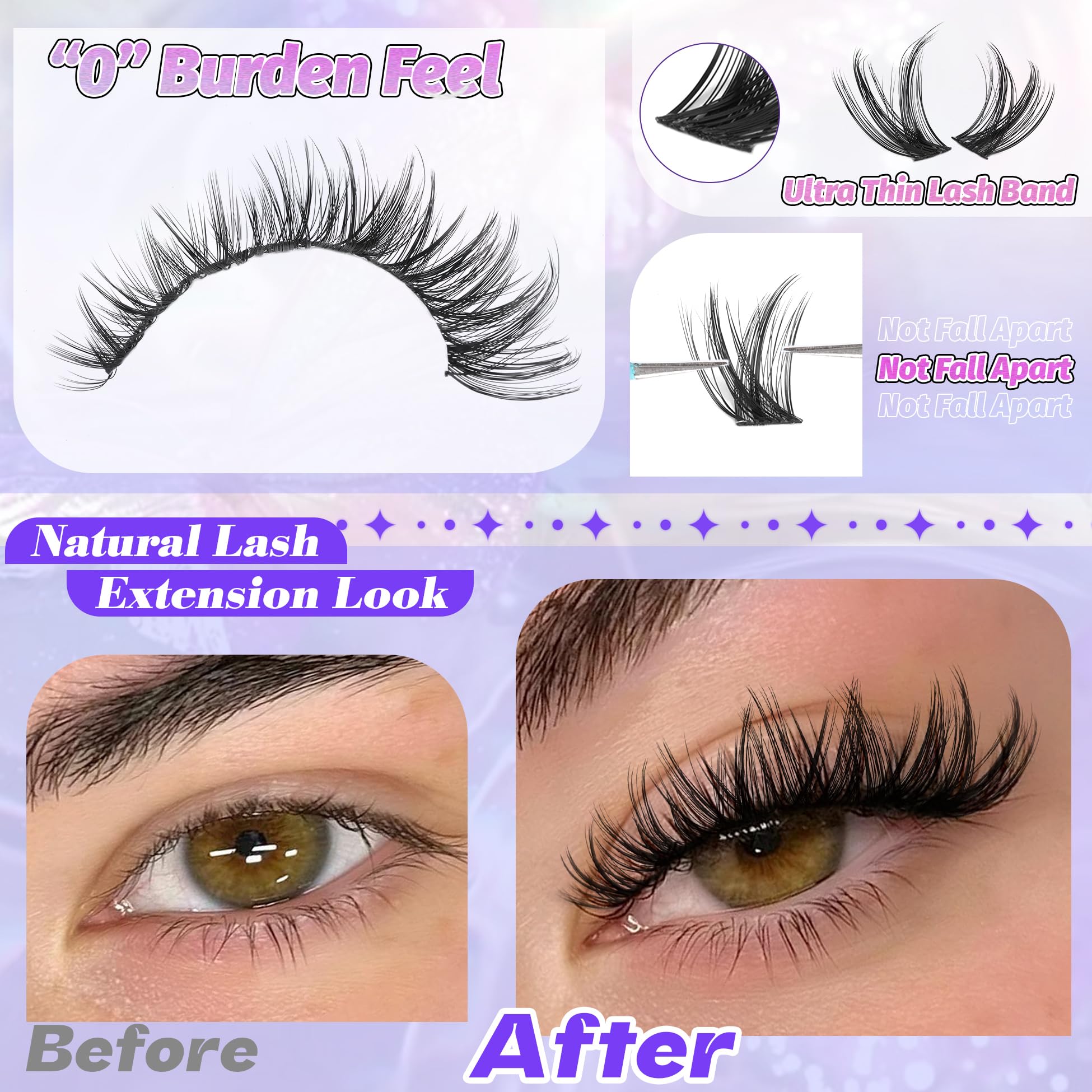 Alice Lash Clusters ultra-thin-band blends with natural lashes.