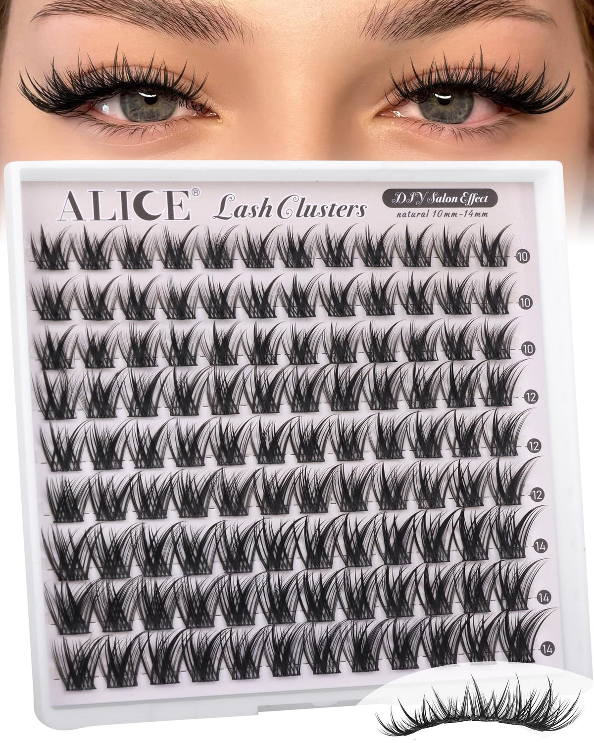 ALICE Lash Clusters wispy 10-14mm blend for natural daytime definition