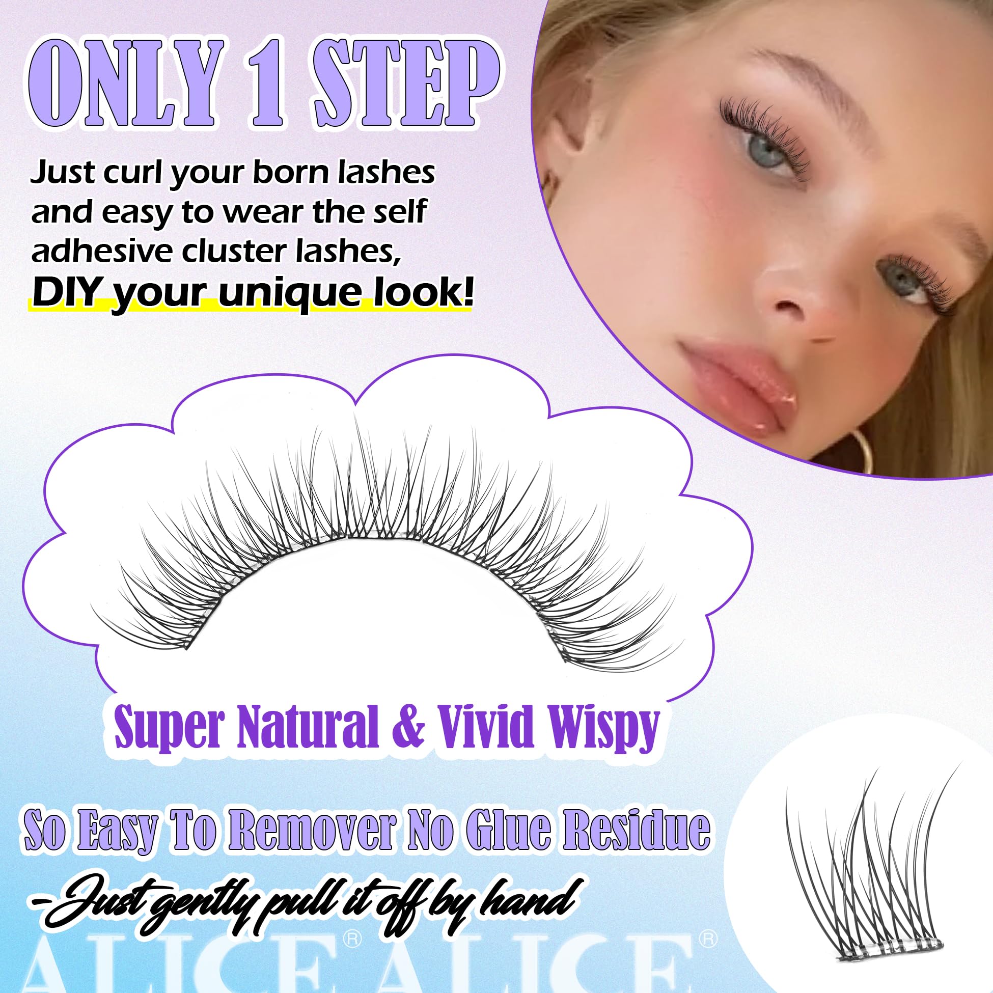 Feather-light lashes shown in everyday settings for all-day comfort.