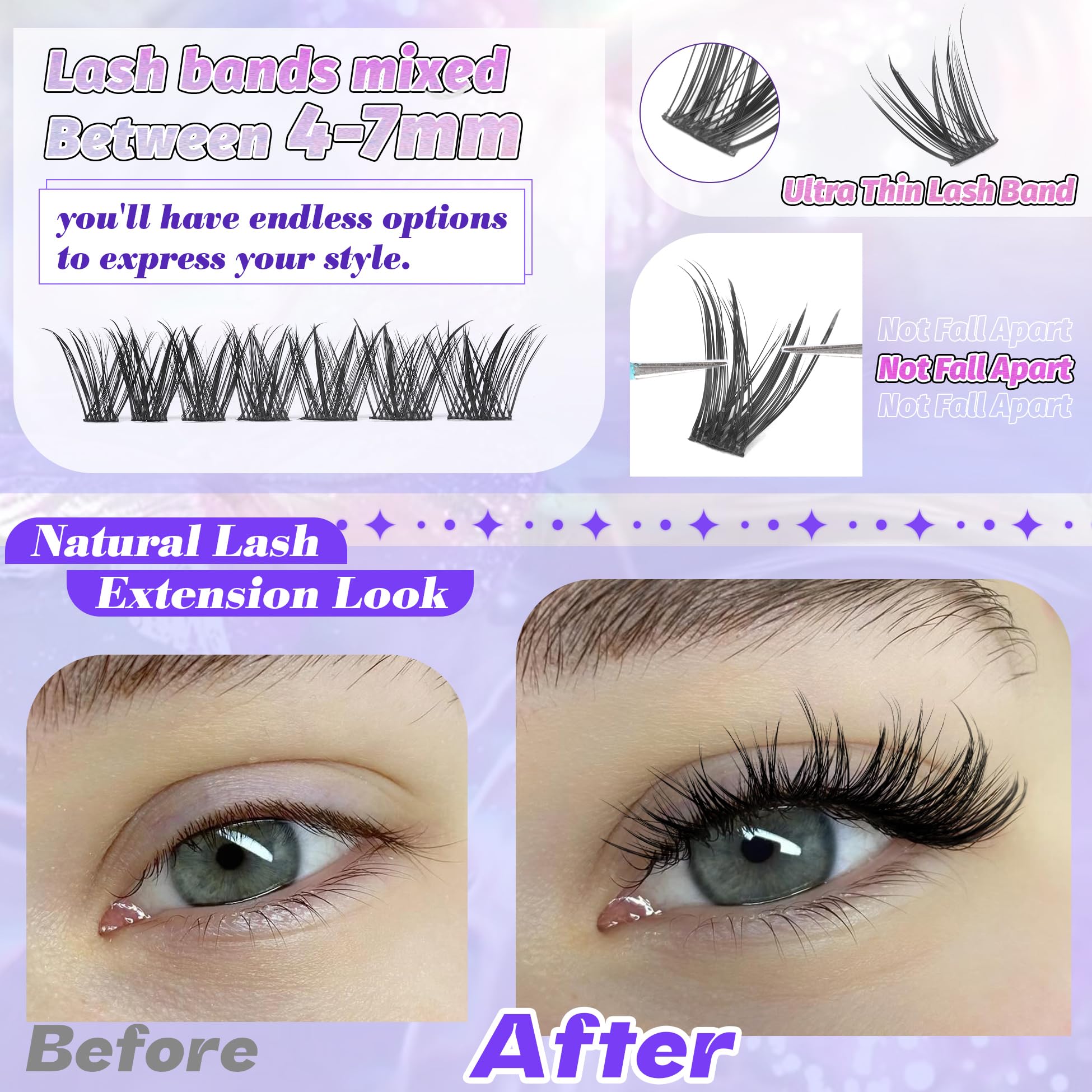 ALICE Natural blend clusters blend seamlessly with real lashes