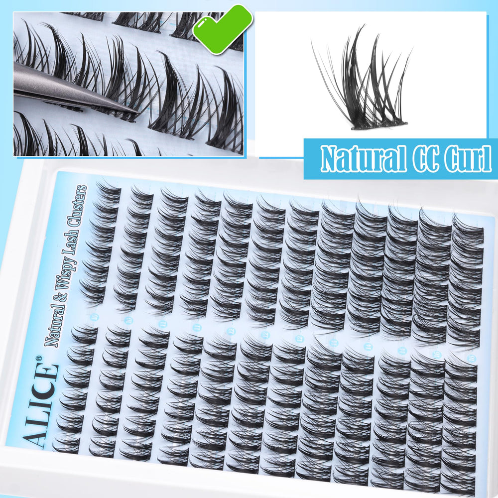 ALICE lash clusters application closeup demonstrating easy DIY lash placement.