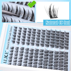 ALICE lash clusters application closeup demonstrating easy DIY lash placement.
