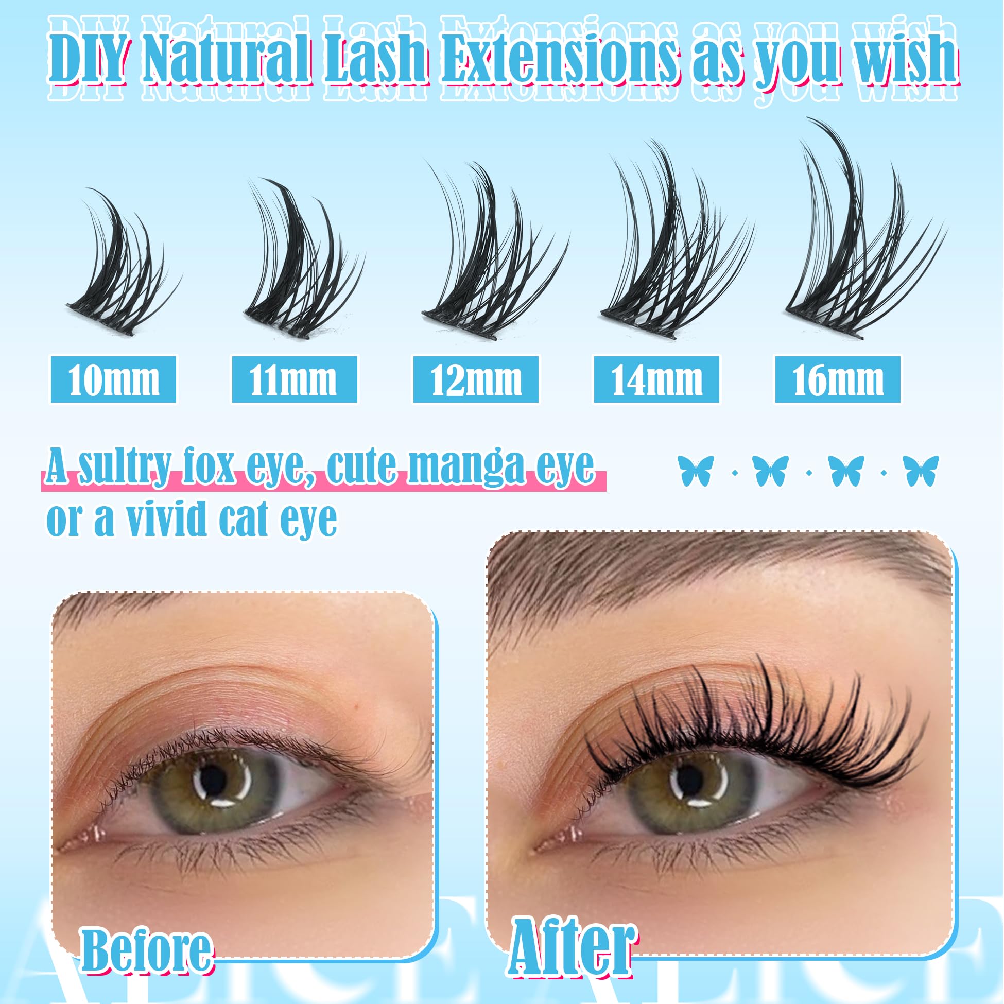 ALICE lash clusters cat eye look enhancing outer corners and definition.