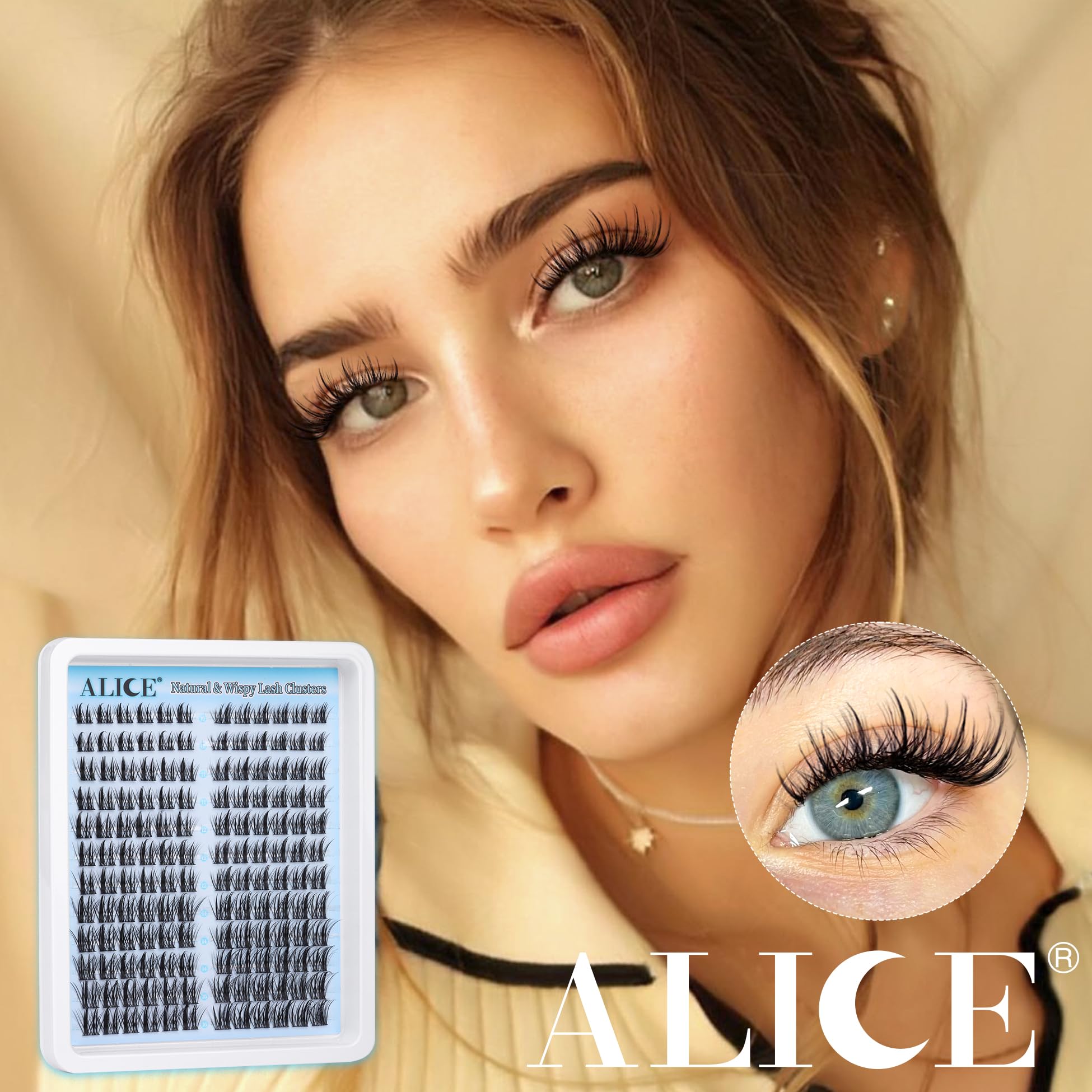 ALICE lash clusters left-right formation aligned with eye curvature for natural fit.