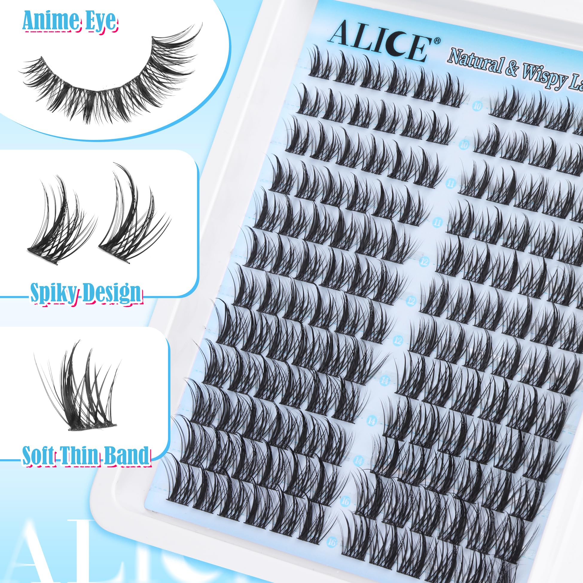 ALICE lash clusters lightweight band providing comfortable all-day wear.