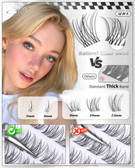 ALICE 8-12mm clear-band on-eye view showing seamless blend with natural lashes